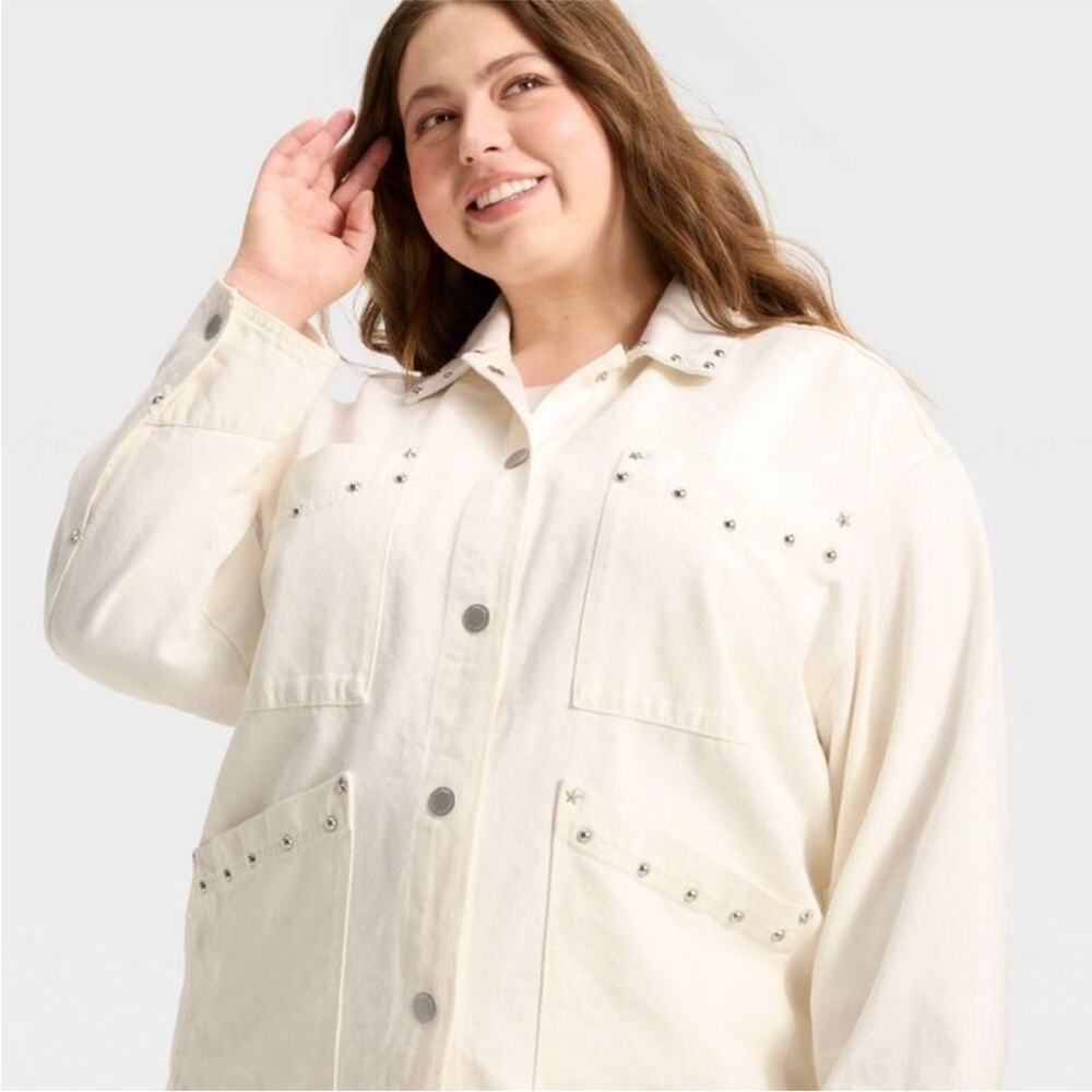 Universal Thread Cream Studded Utility Jacket NWT - image 1